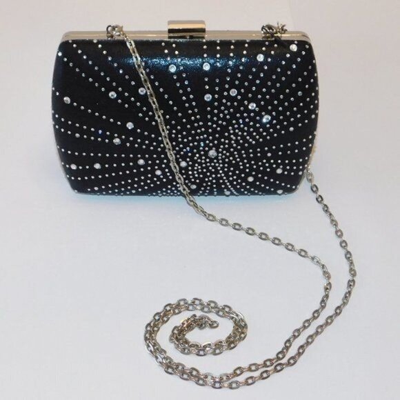 Rhinestone Embellished Black Evening Bag NEW - Picture 2 of 7